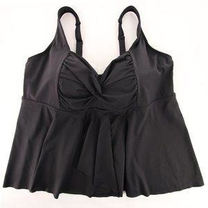 Black Peplum Criss Cross Swim Tankini Top 26W